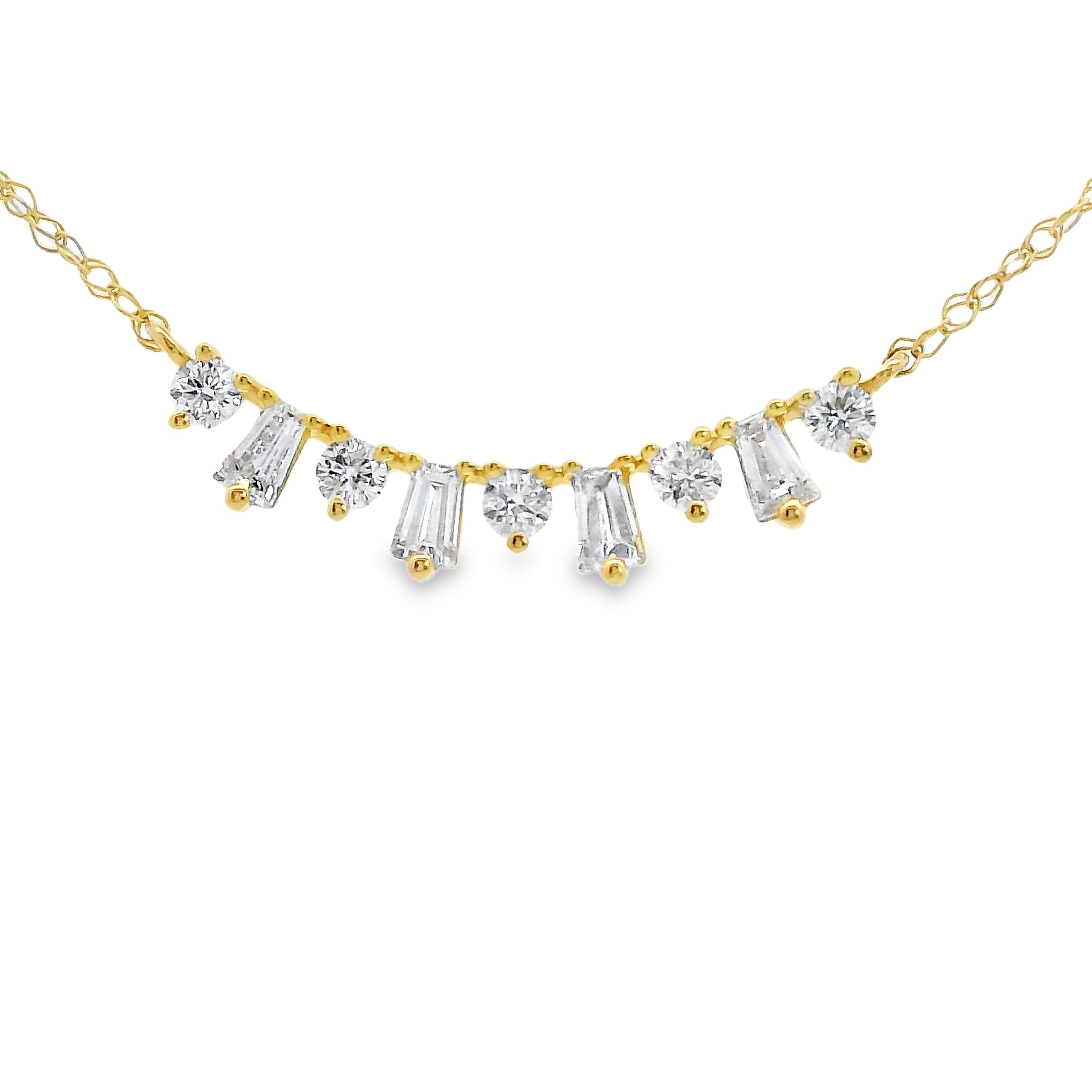 COLLAR 18KT 5 BRILLANTES 4 BAGUETTES CADENA