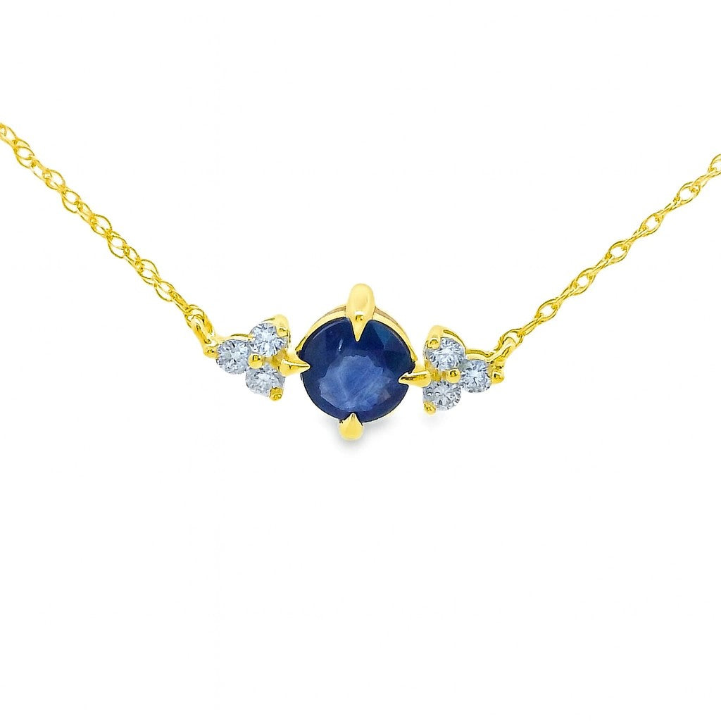 COLLAR 18KT 6 BRILLANTES 1 ZAFIRO CADENA