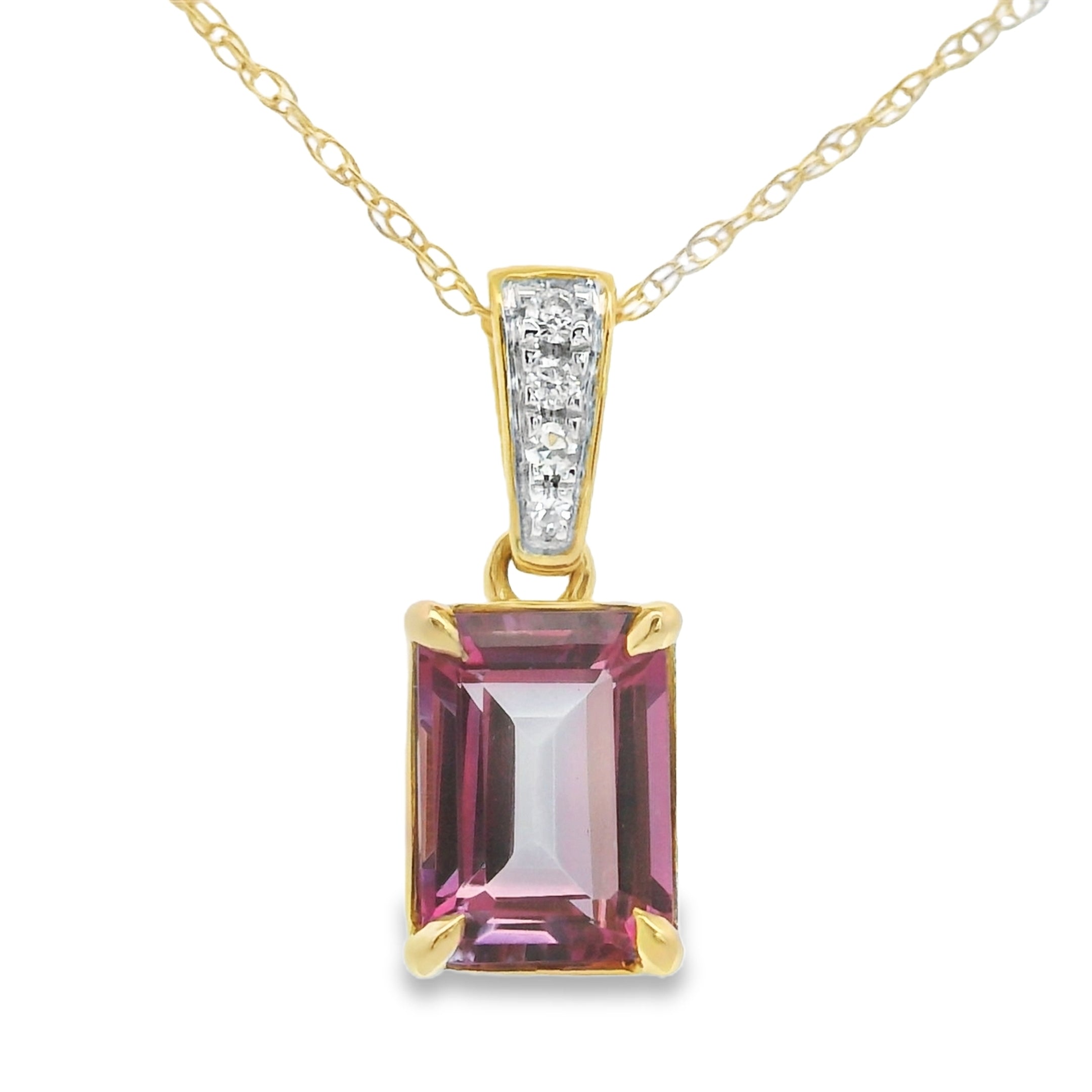 COLGANTE 18KT 4 BRILLANTES Y 1 TOPACIO ROSA
