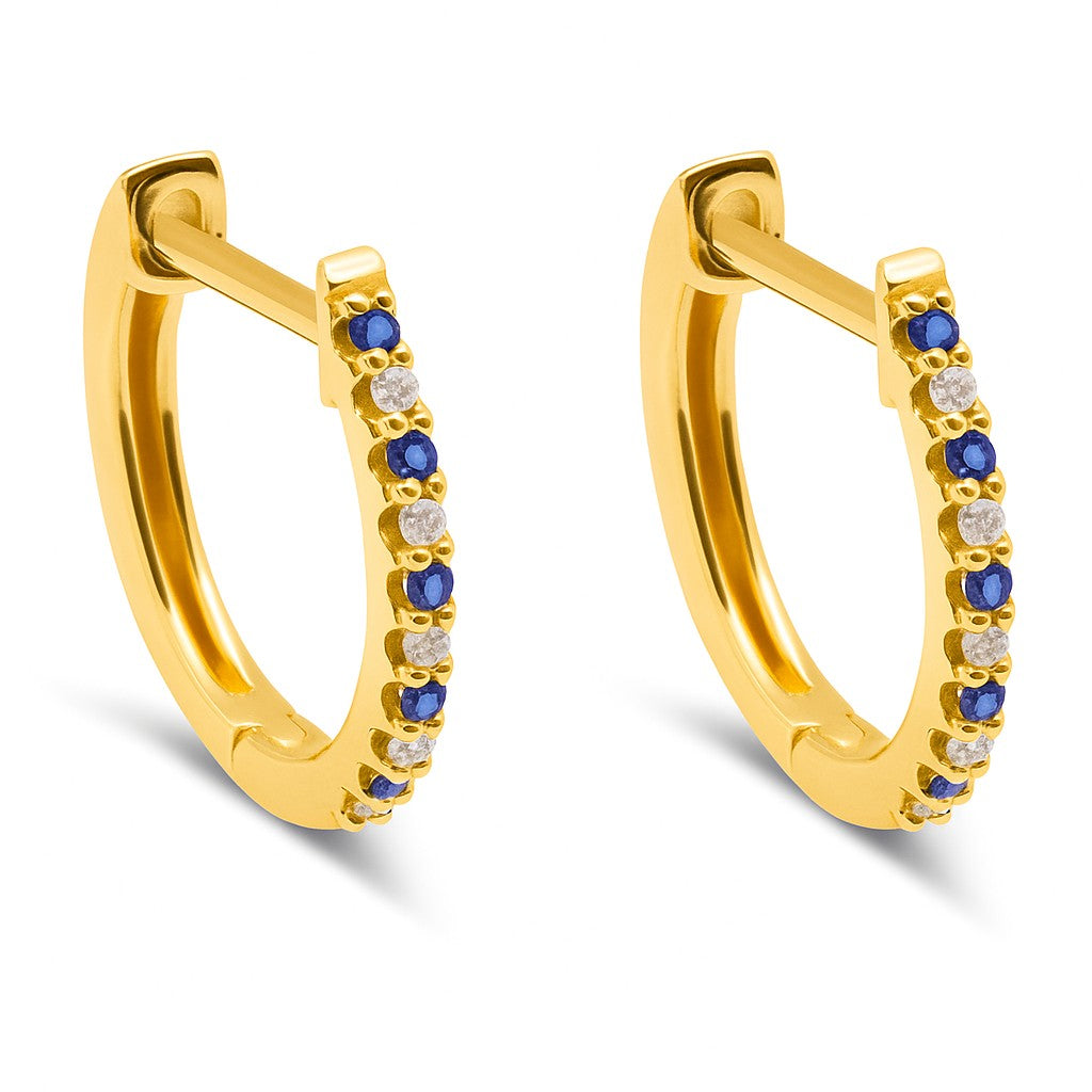 PENDIENTES 18KT 10 BRILLANTES 10 ZAFIROS