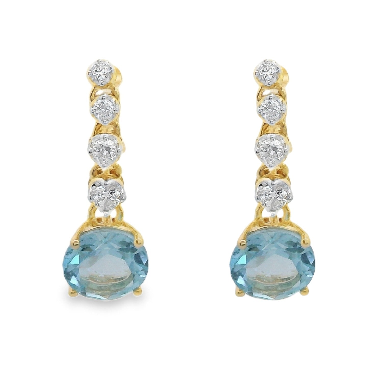 PENDIENTES 18KT 8 BRILLANTES 2 TOPACIOS