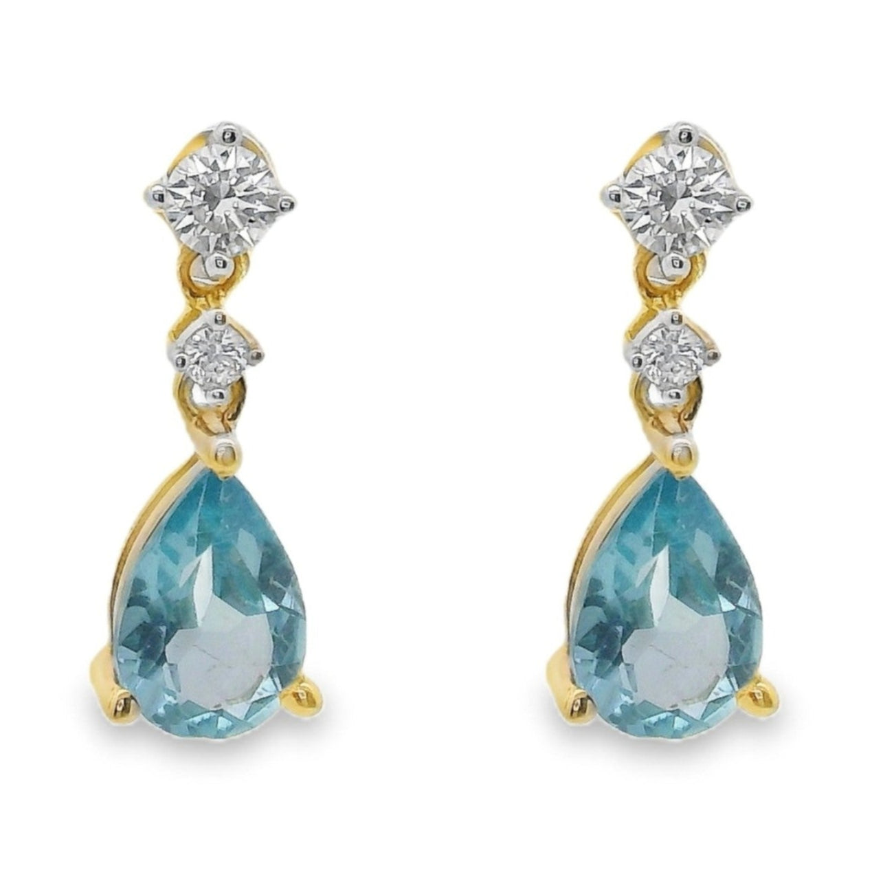 PENDIENTES 18KT 4 BRILLANTES 2 TOPACIOS