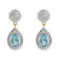 PENDIENTES 18KT 80  BRILLANTES 2 TOPACIOS