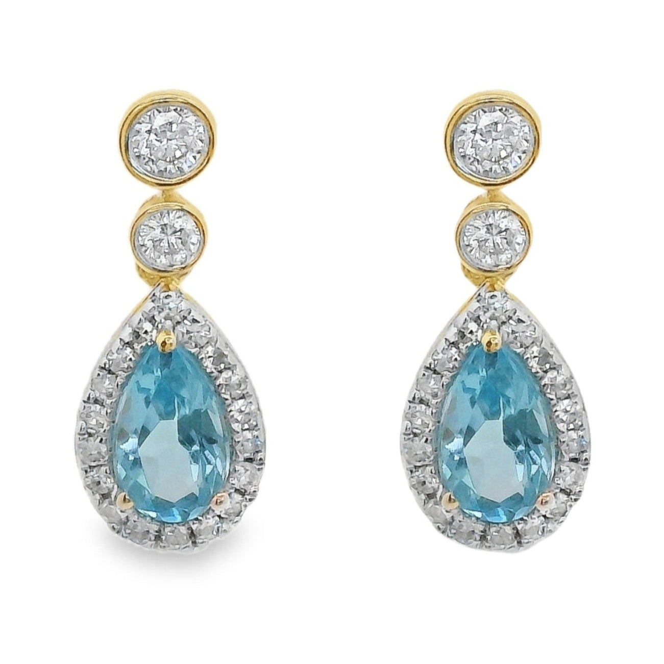 PENDIENTES 18KT 40 BRILLANTES 2 TOPACIOS