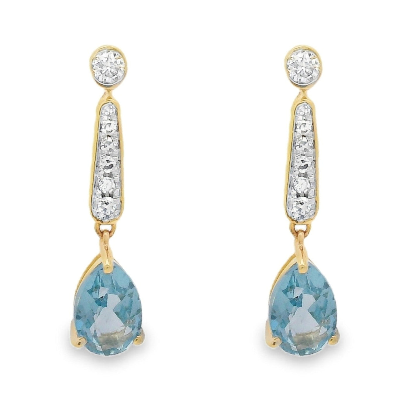 PENDIENTES 18KT 14 BRILLANTES 2 TOPACIO