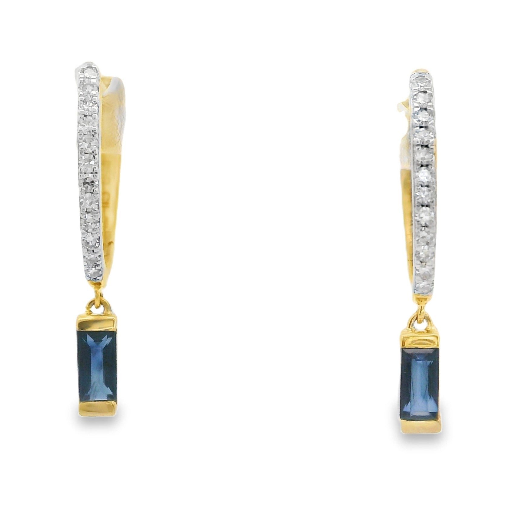 PENDIENTES 18KT 24 BRILLANTES 2 ZAFIROS