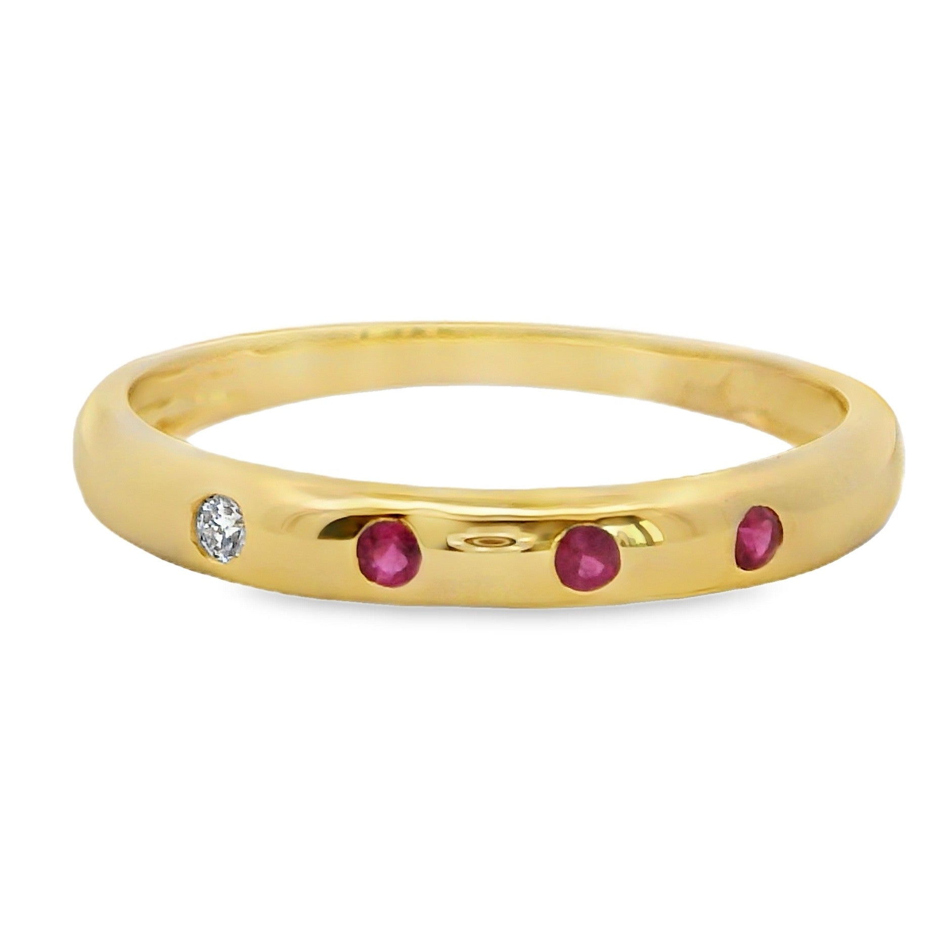 ANILLO 18KT 1 BRILLANTE 3 Rubis