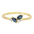 ANILLO 18KT 3 BRILLANTES 2 ZAFIROS