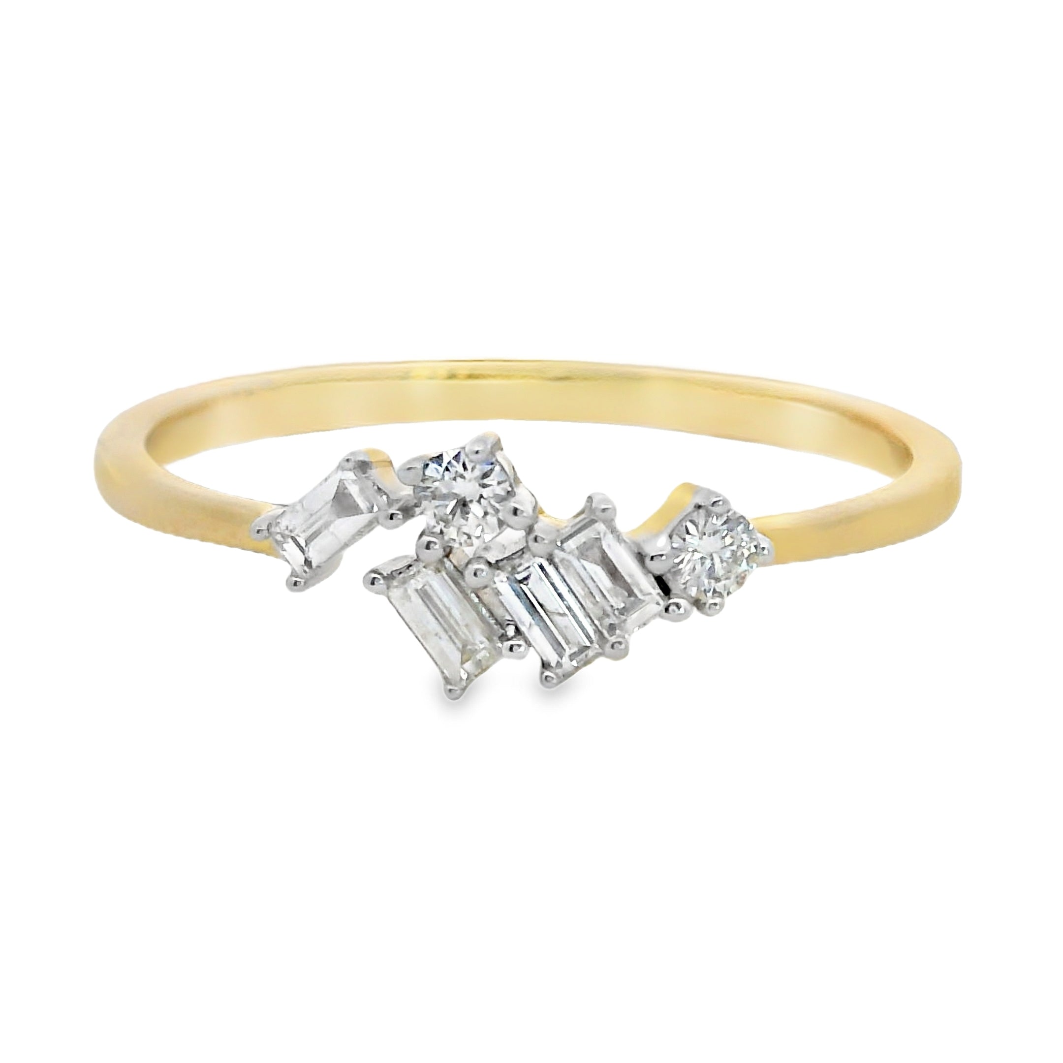 ANILLO 18KT 2 BRILLANTES 4 BAGUETTES