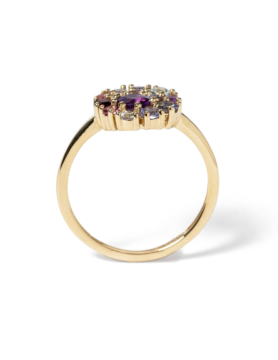 ANILLO 18KT 1 BRIL13 PIEDRAS FINAS MULTICOLOR