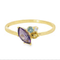 ANILLO 18KT 1 BRILLANT 1 TOPACIO 1 CITRINO 1 AMATISTA