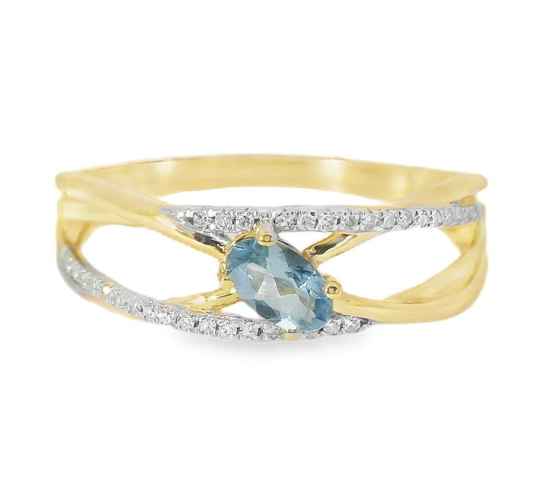 ANILLO 18KT 34 BRILLANTES 1 TOPACIO