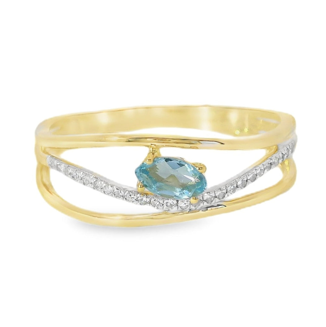 ANILLO 18KT 25 BRILLANTES 1 TOPAZIOS