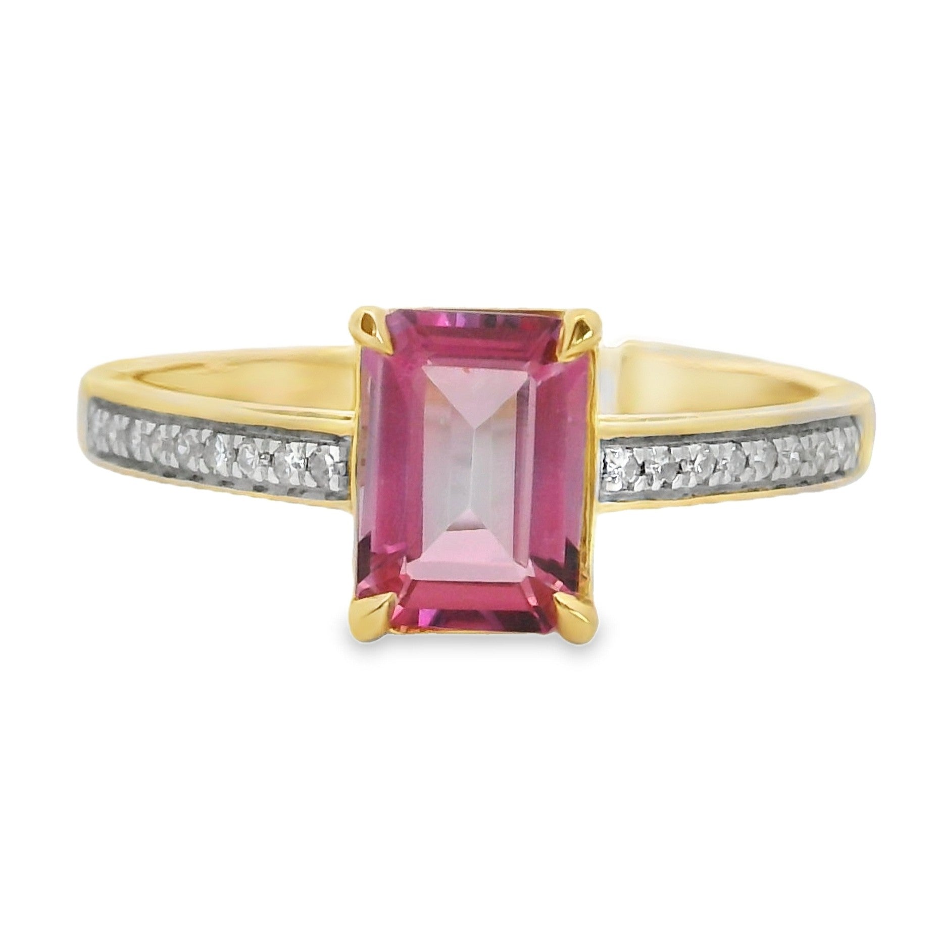 ANILLO 18KT 18 BRILL 1 TOPACIO ROSA