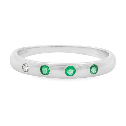 ANILLO 18KT 1 BRILLANTE 3 ESMERALDAS