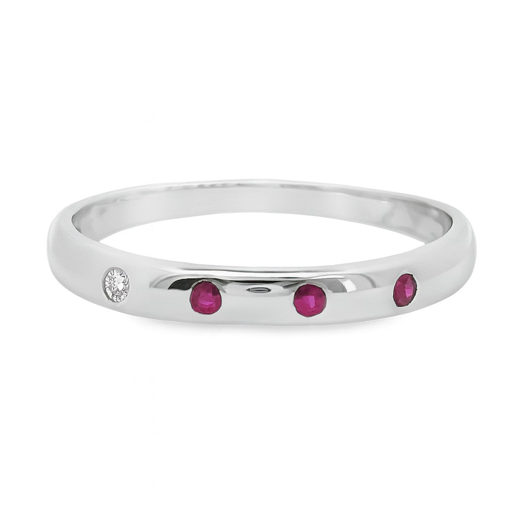 ANILLO 18KT 1 BRILLANTE 3 Rubis