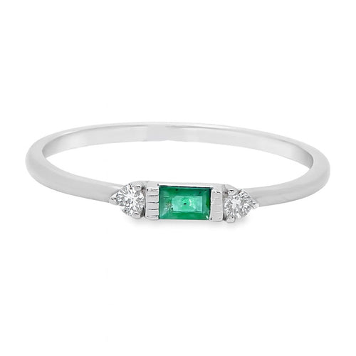 ANILLO 18KT 2 BRILLANTES 1 BAG. ESMERALDA