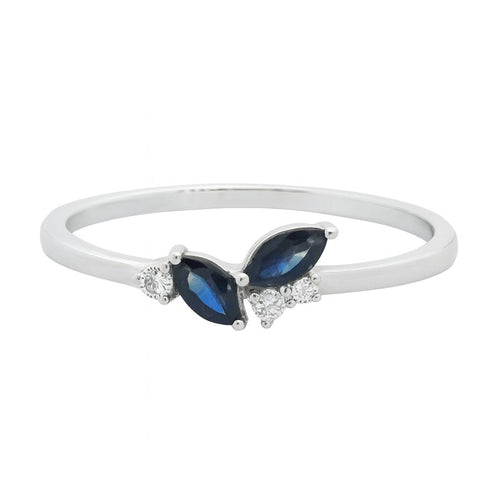 ANILLO 18KT 3 BRILLANTES 2 ZAFIROS