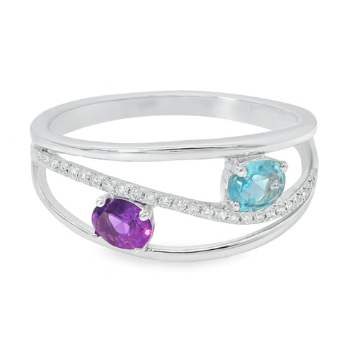 ANILLO 18KT 27 BRILLANTES 1 TOPACIO 1 AMATISTA